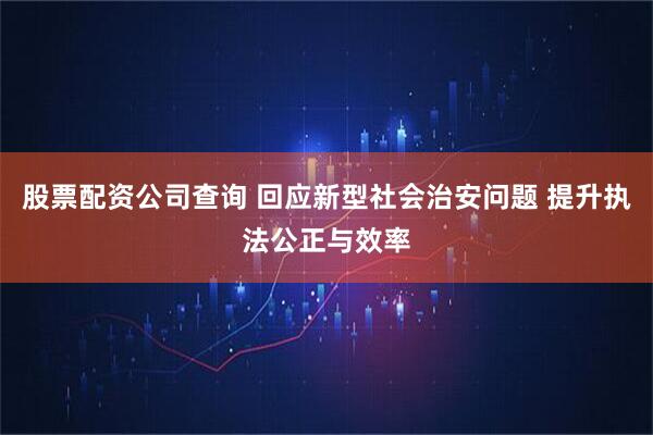 股票配资公司查询 回应新型社会治安问题 提升执法公正与效率
